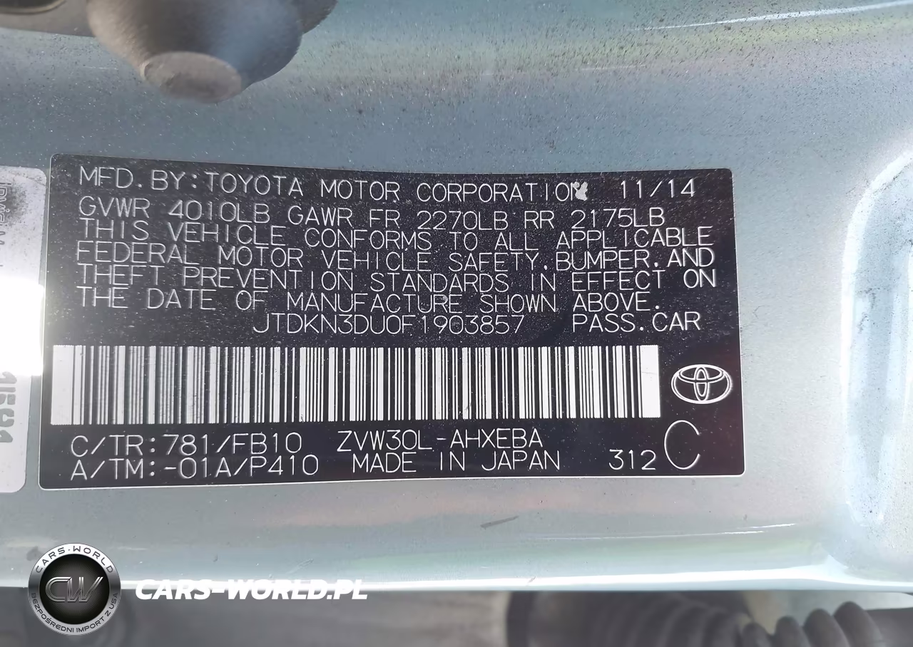 2015 Toyota Prius Two VIN:JTDKN3DU0F1903857 - 9