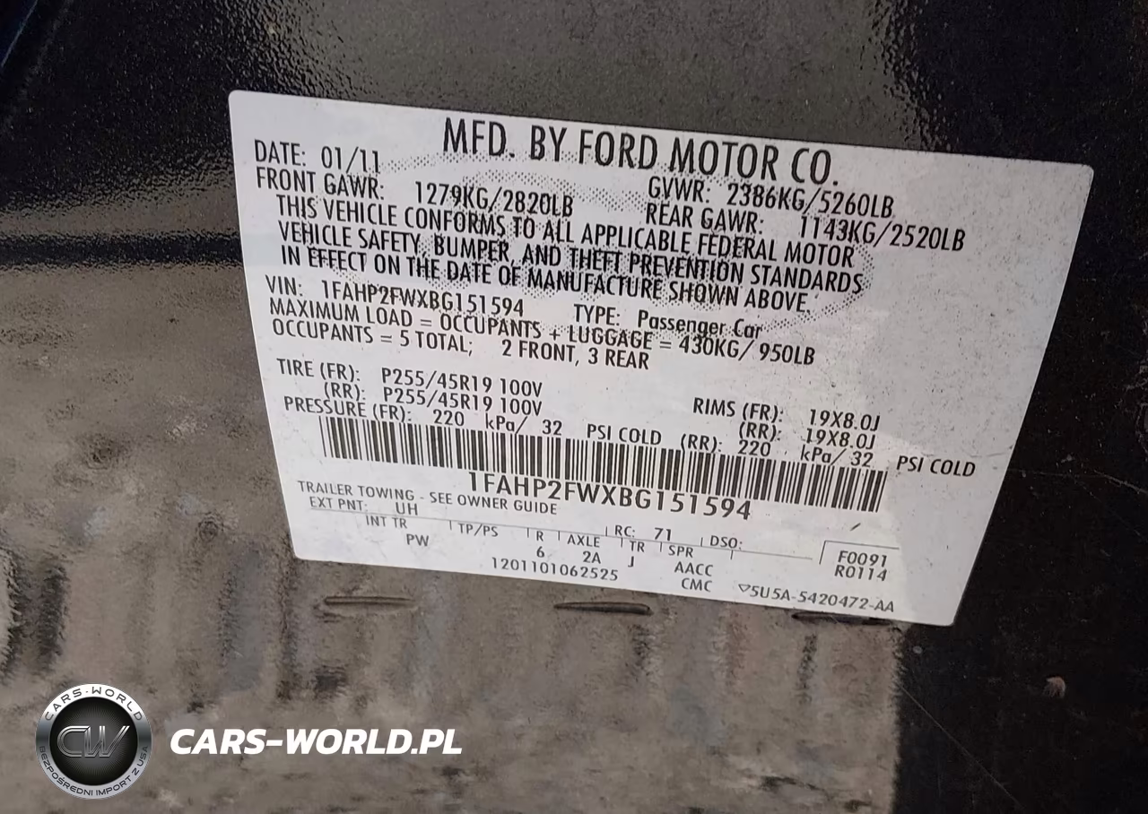 2011 Ford Taurus Limited VIN:1FAHP2FWXBG151594 - 9