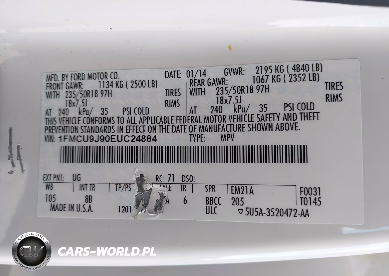 2014 Ford Escape Titanium VIN:1FMCU9J90EUC24884 - 9
