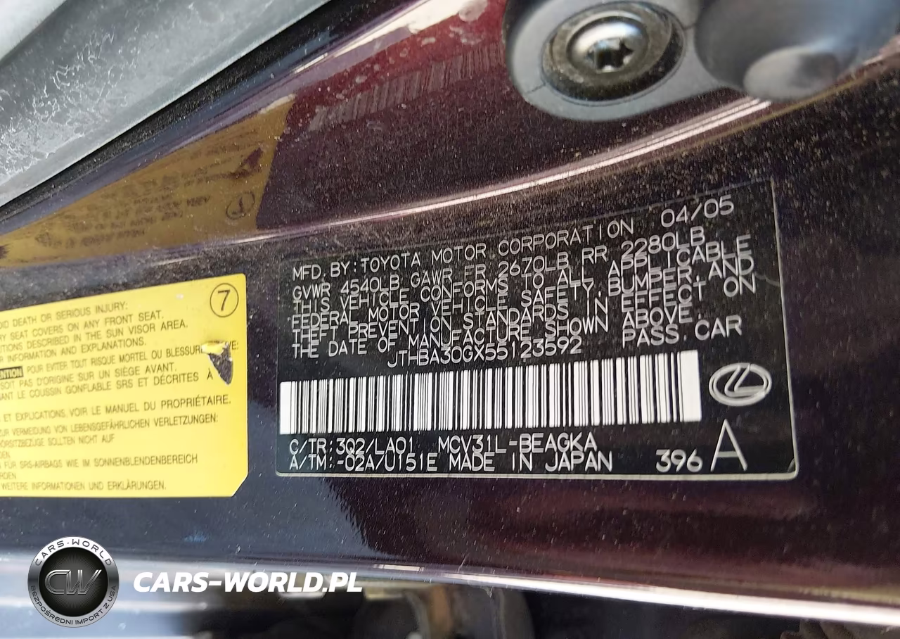 2005 Lexus Es 330 VIN:JTHBA30GX55123592 - 9