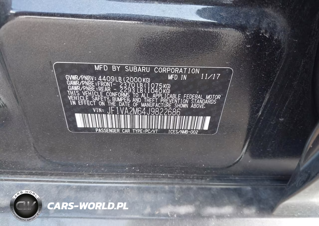 2018 Subaru Wrx Sti VIN:JF1VA2M64J9822686 - 9