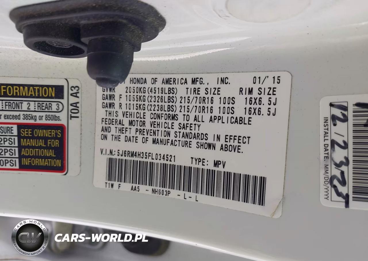 2015 Honda Cr-V Lx VIN:5J6RM4H35FL034521 - 9