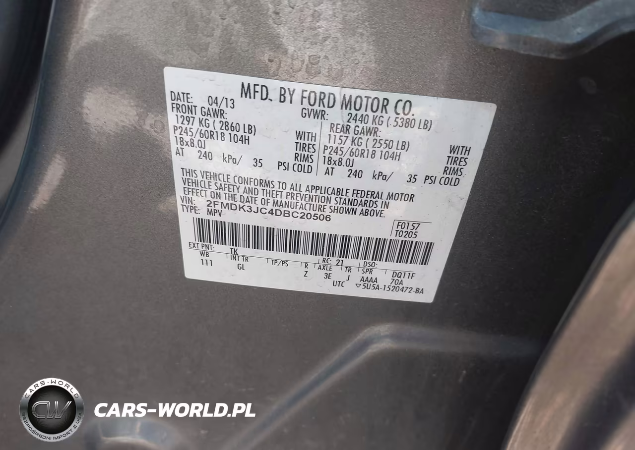 2013 Ford Edge Sel VIN:2FMDK3JC4DBC20506 - 9