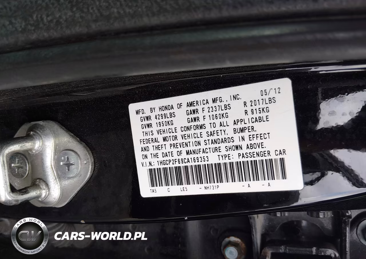 2012 Honda Accord 2.4 Se VIN:1HGCP2F69CA169353 - 9