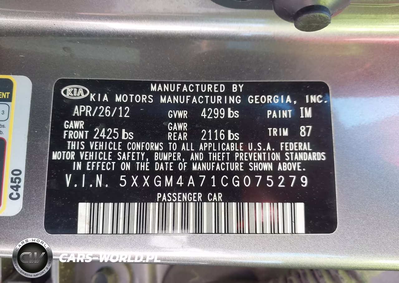 2012 Kia Optima Lx VIN:5XXGM4A71CG075279 - 9