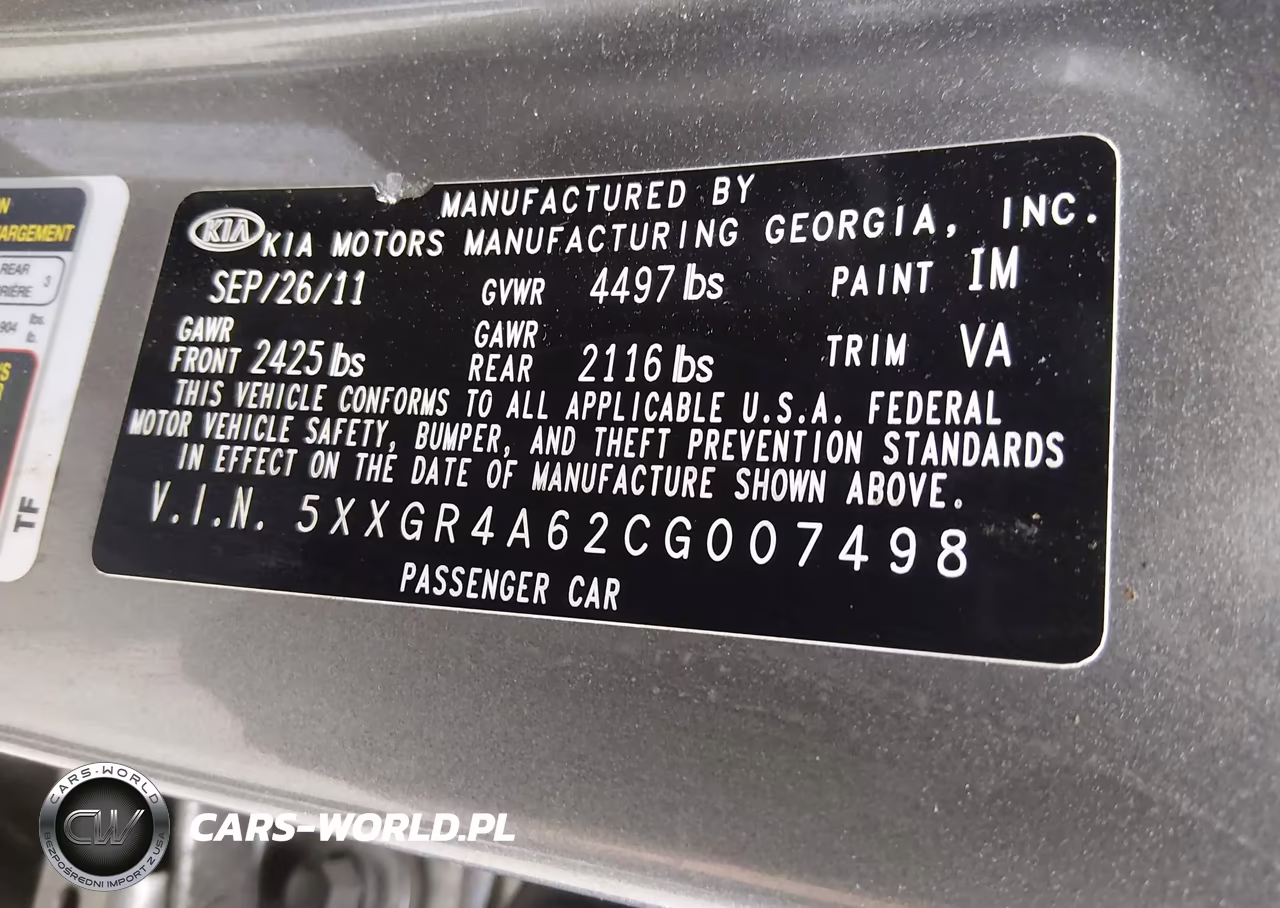 2012 Kia Optima Sx VIN:5XXGR4A62CG007498 - 9