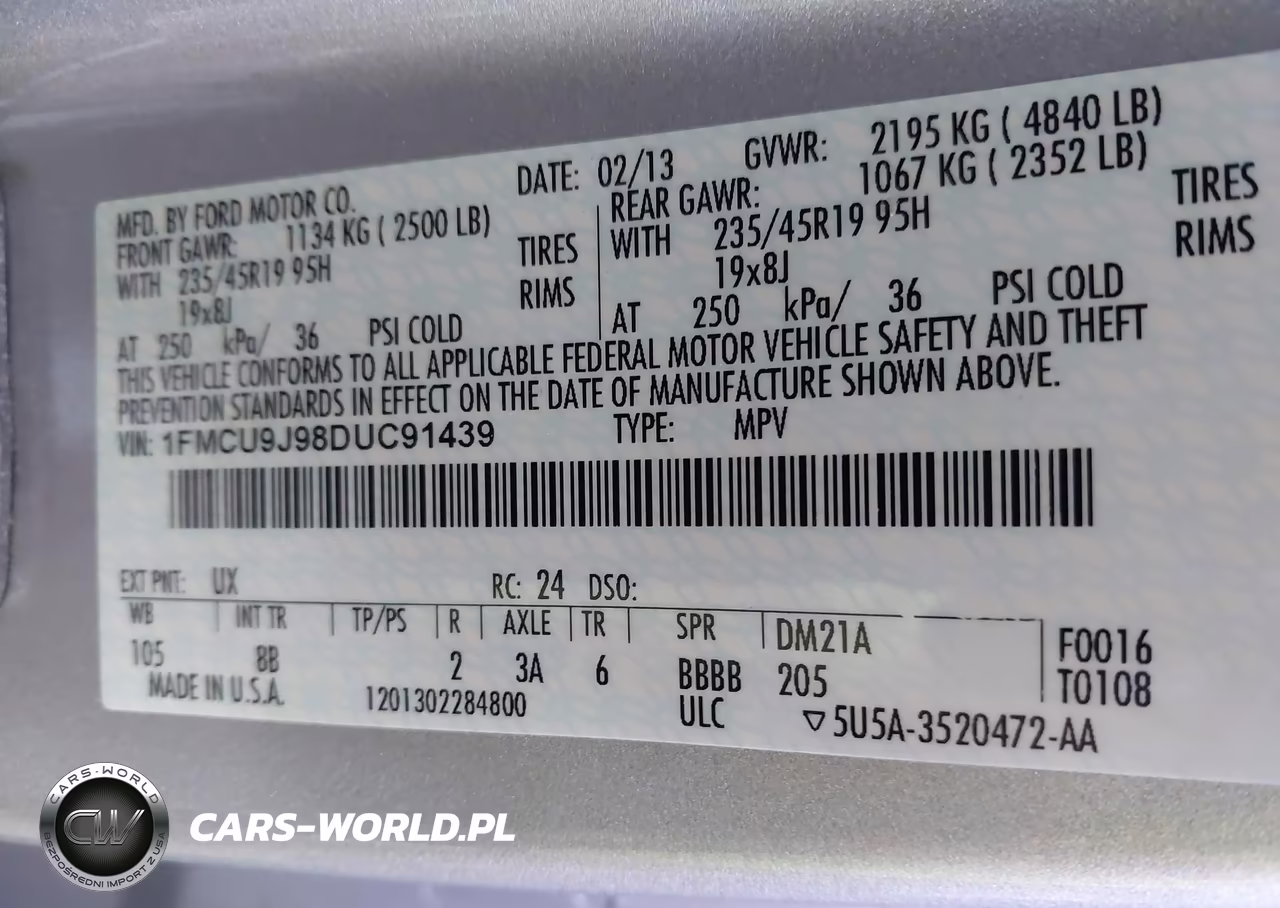 2013 Ford Escape Titanium VIN:1FMCU9J98DUC91439 - 9