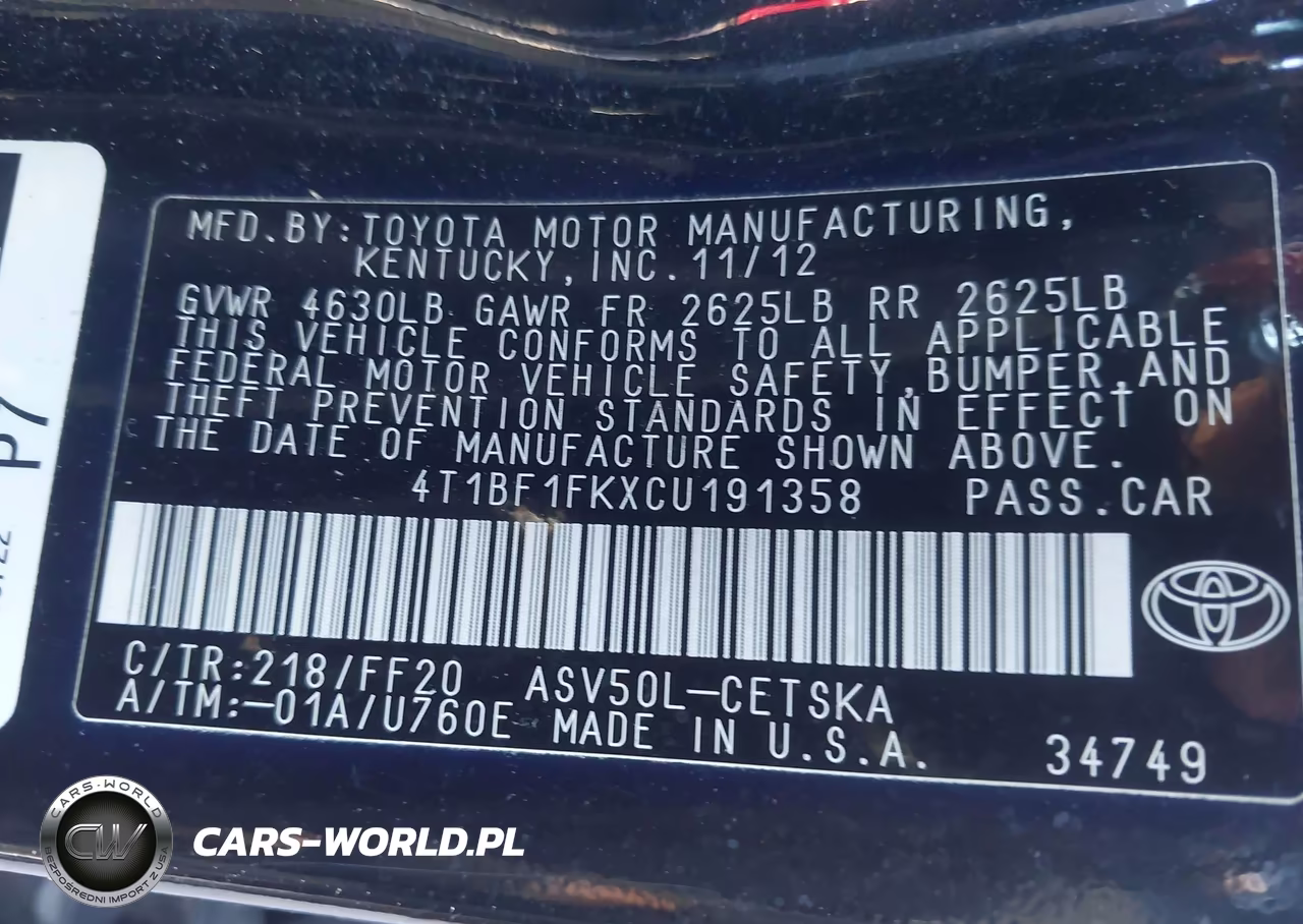 2012 Toyota Camry Se VIN:4T1BF1FKXCU191358 - 9
