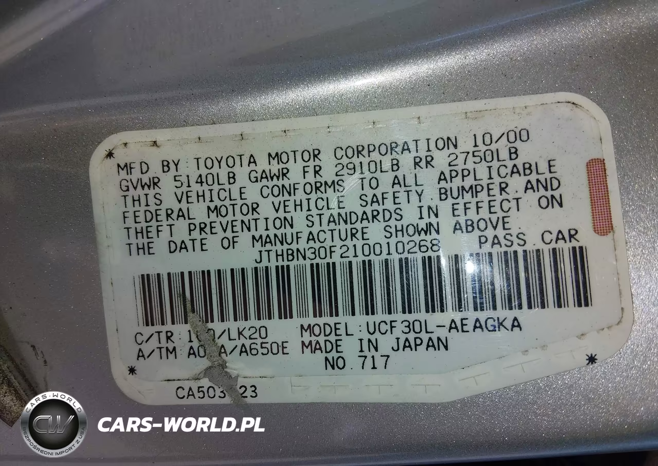 2001 Lexus Ls 430 VIN:JTHBN30F210010268 - 9