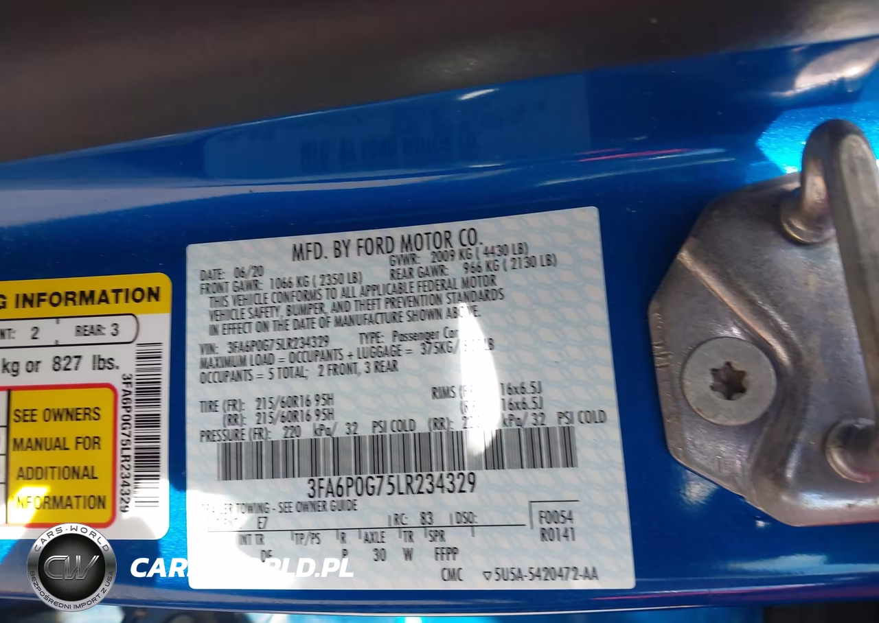 2020 Ford Fusion S VIN:3FA6P0G75LR234329 - 9
