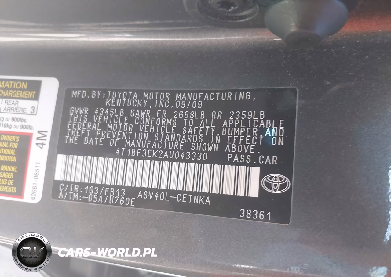 2010 Toyota Camry Le VIN:4T1BF3EK2AU043330 - 9