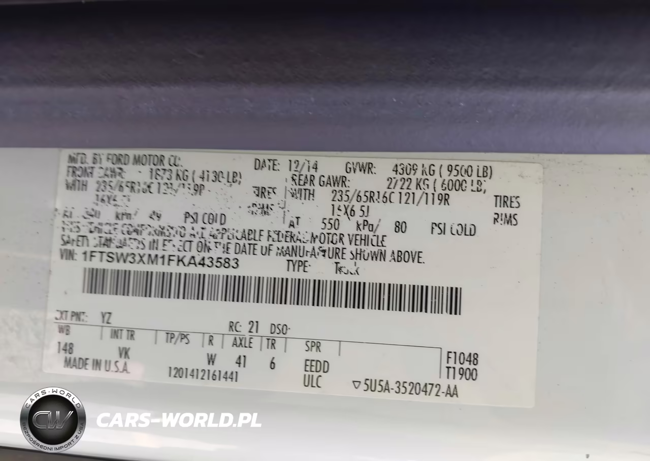 2015 Ford Transit-350 VIN:1FTSW3XM1FKA43583 - 9