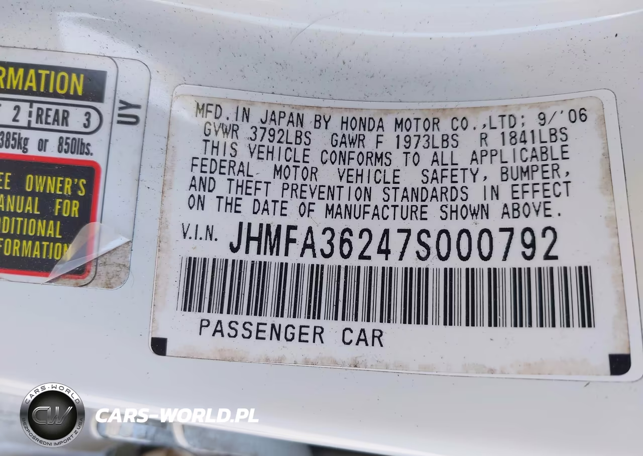 2007 Honda Civic Hybrid VIN:JHMFA36247S000792 - 9