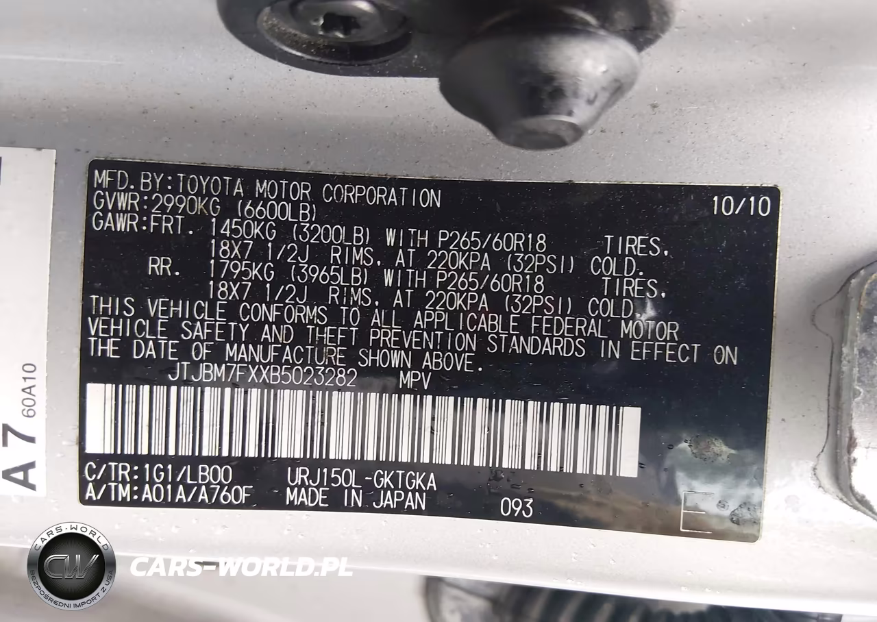 2011 Lexus Gx 460 VIN:JTJBM7FXXB5023282 - 9