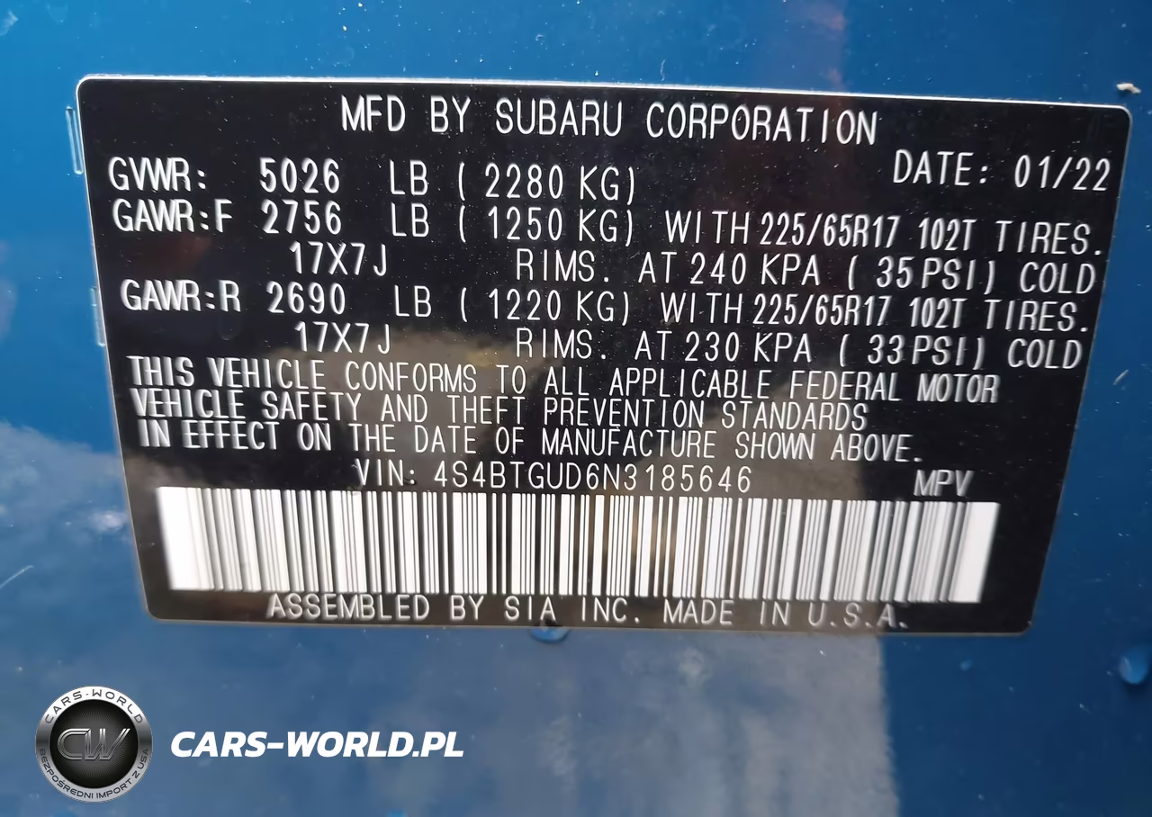 2022 Subaru Outback Wilderness VIN:4S4BTGUD6N3185646 - 9