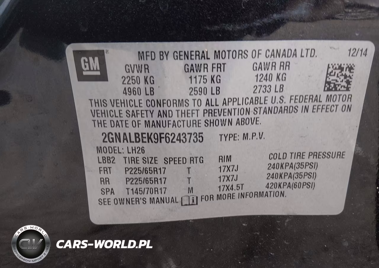 2015 Chevrolet Equinox 1Lt VIN:2GNALBEK9F6243735 - 9