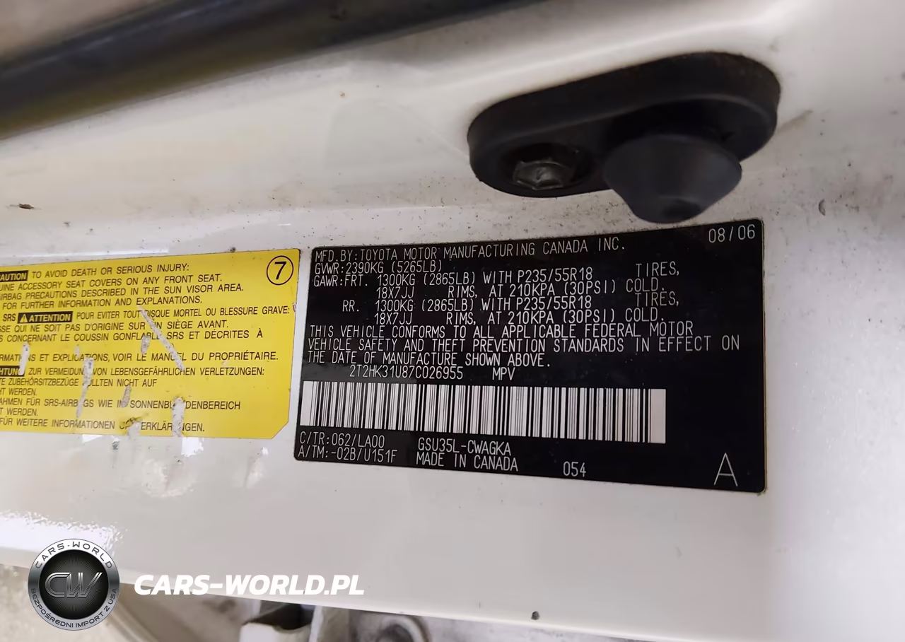 2007 Lexus Rx 350 VIN:2T2HK31U87C026955 - 9