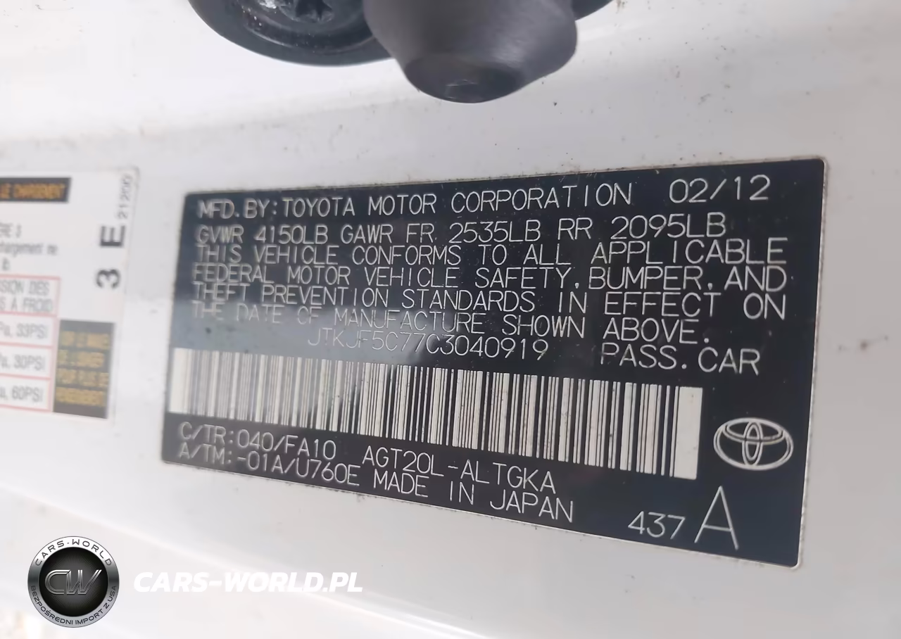 2012 Scion Tc VIN:JTKJF5C77C3040919 - 9