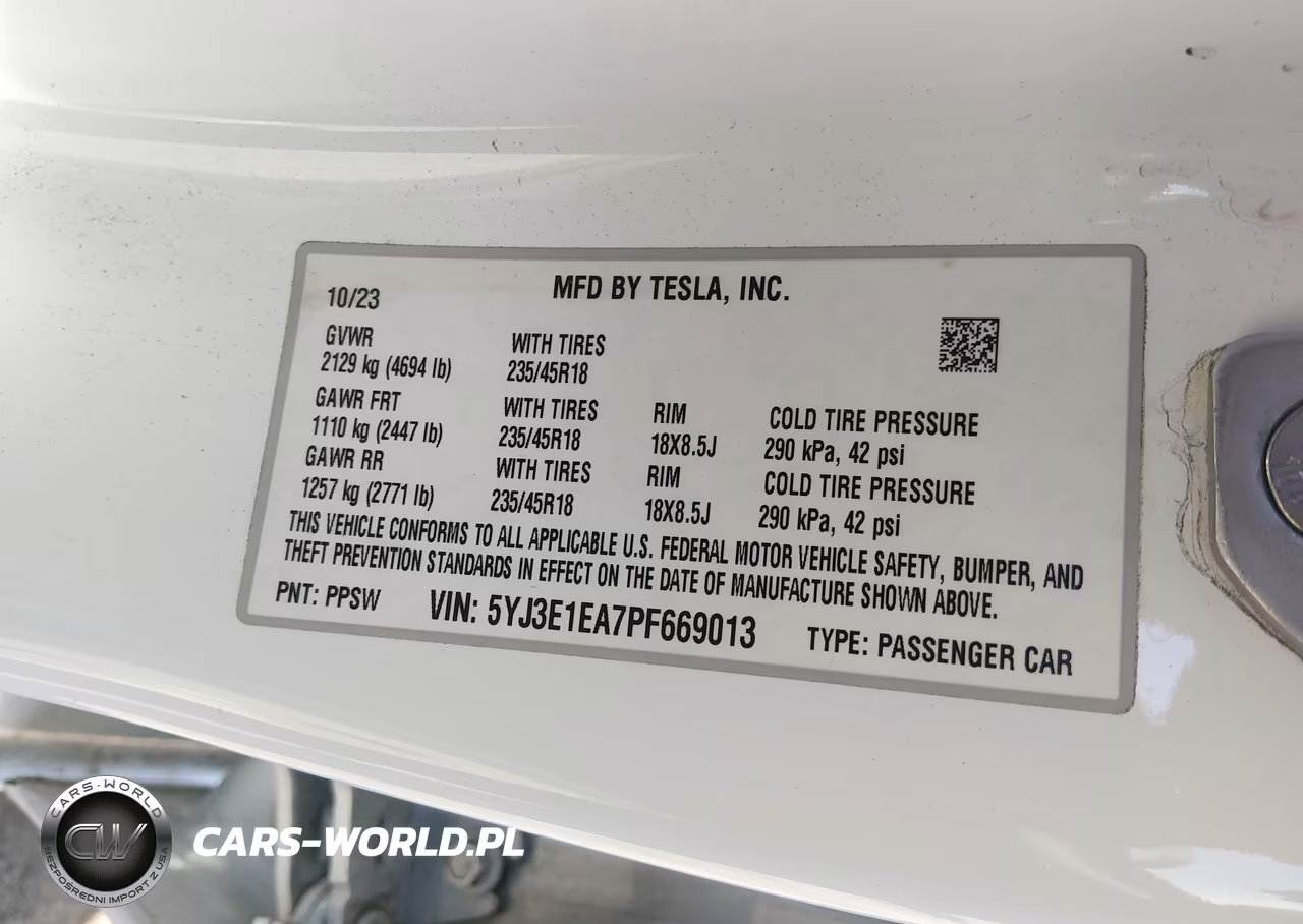 2023 Tesla Model 3 Rear-Wheel Drive VIN:5YJ3E1EA7PF669013 - 9