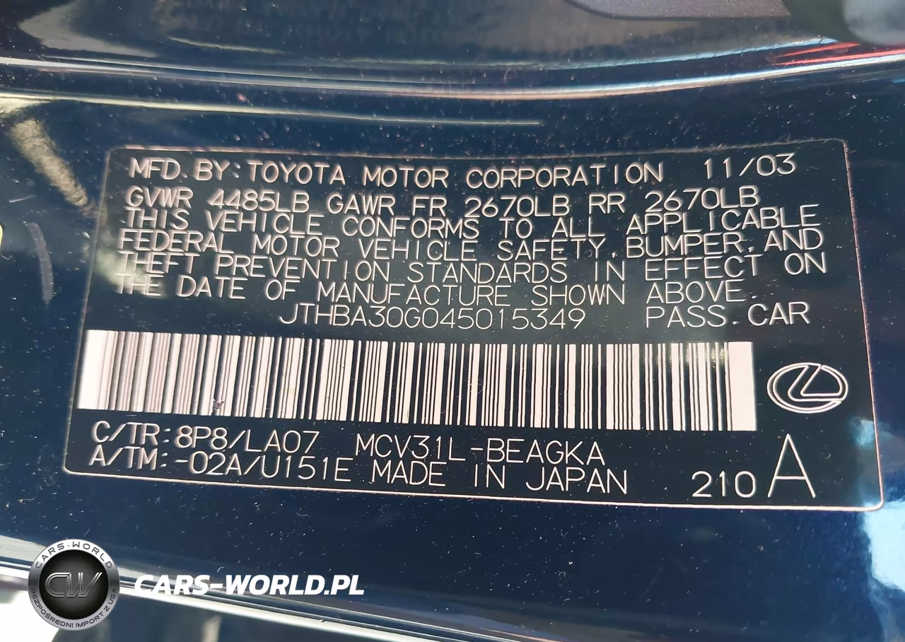 2004 Lexus Es 330 VIN:JTHBA30G045015349 - 9