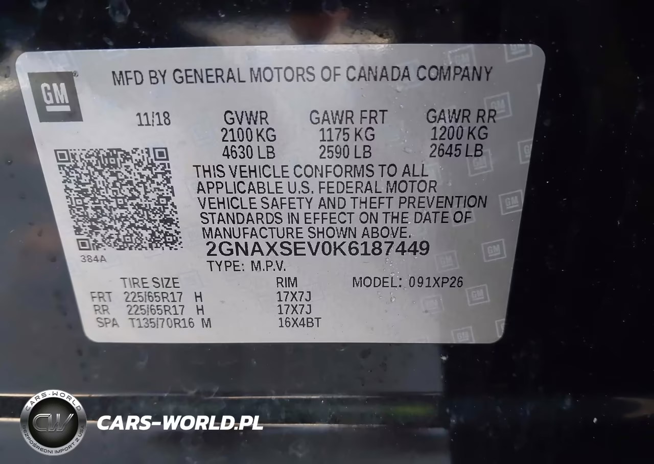2019 Chevrolet Equinox Ls VIN:2GNAXSEV0K6187449 - 9