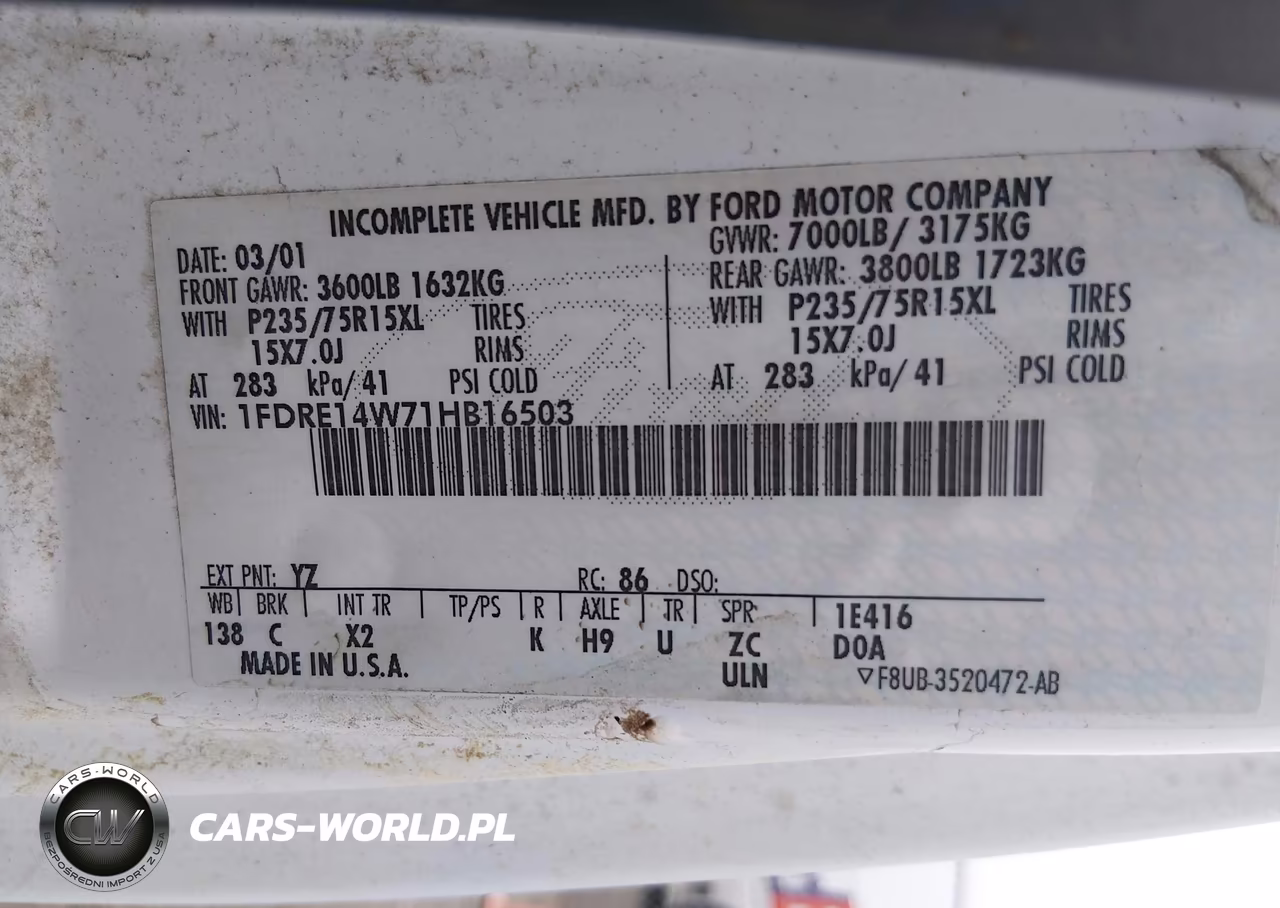 2001 Ford E-150 Recreational VIN:1FDRE14W71HB16503 - 9