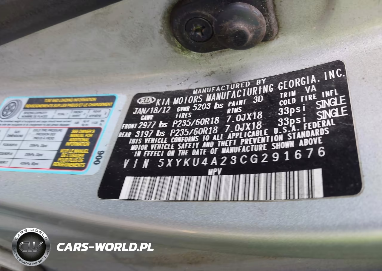 2012 Kia Sorento Ex V6 VIN:5XYKU4A23CG291676 - 9