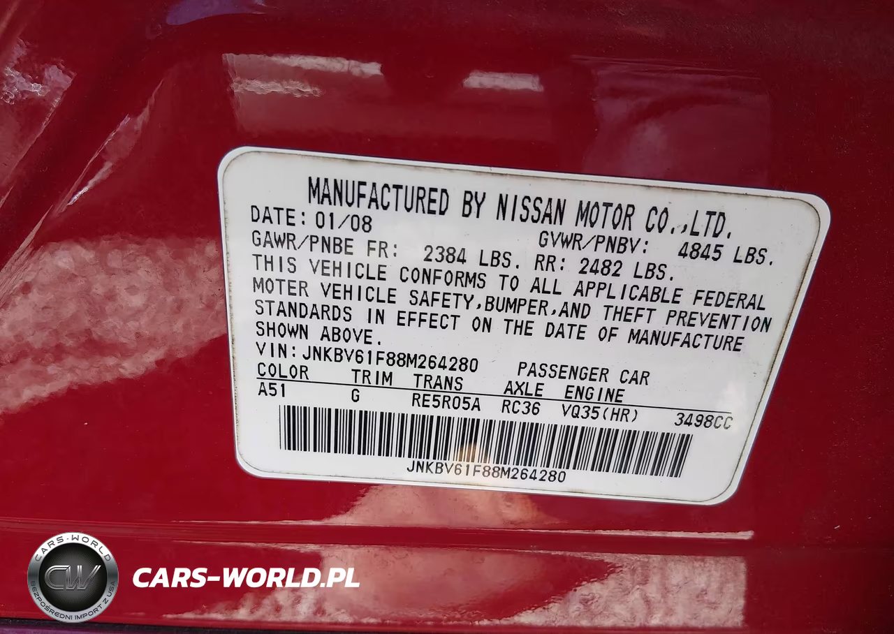 2008 Infiniti G35X VIN:JNKBV61F88M264280 - 9