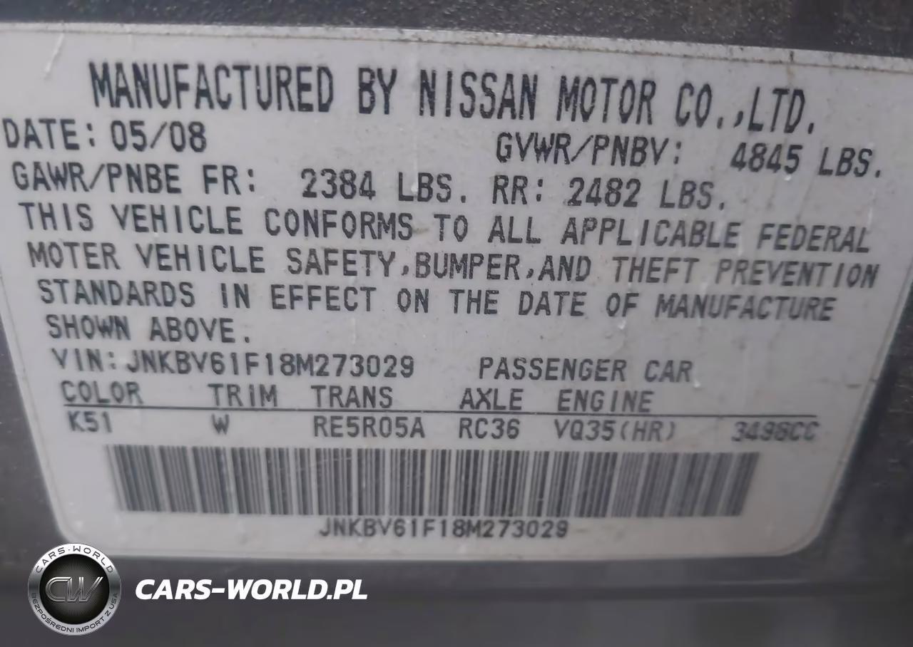 2008 Infiniti G35X VIN:JNKBV61F18M273029 - 9