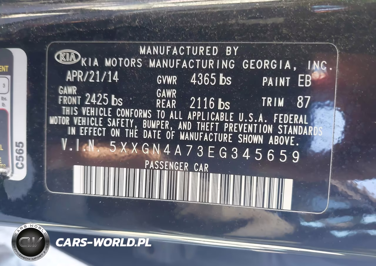 2014 Kia Optima Ex VIN:5XXGN4A73EG345659 - 9