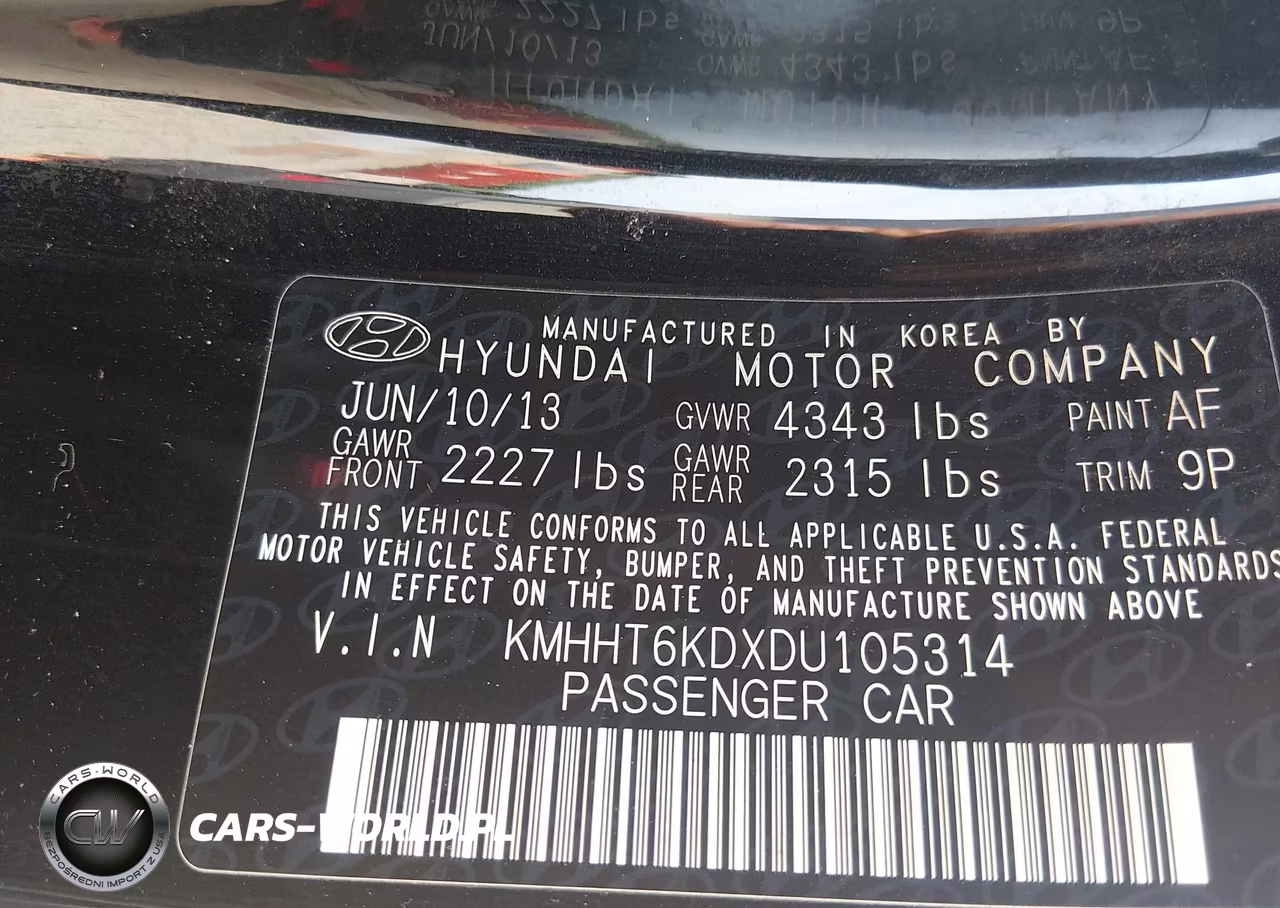 2013 Hyundai Genesis 2.0T Premium VIN:KMHHT6KDXDU105314 - 9