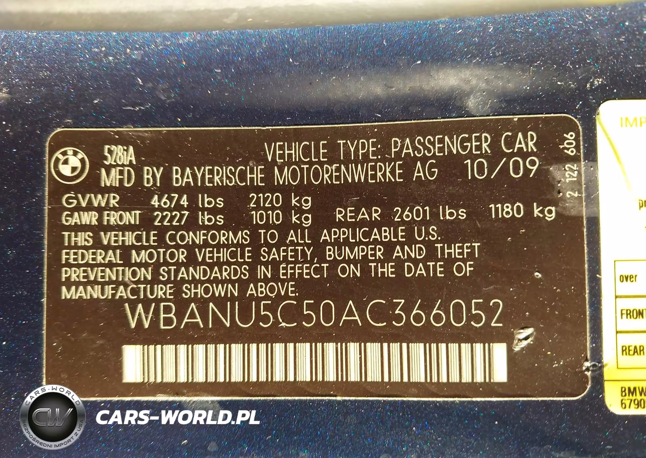 2010 BMW 528I VIN:WBANU5C50AC366052 - 9