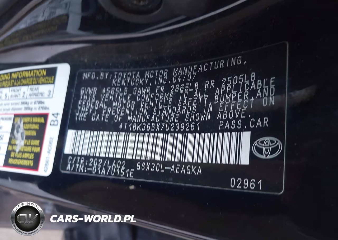 2007 Toyota Avalon Xl-Xls-Touring-Limited VIN:4T1BK36BX7U239261 - 9