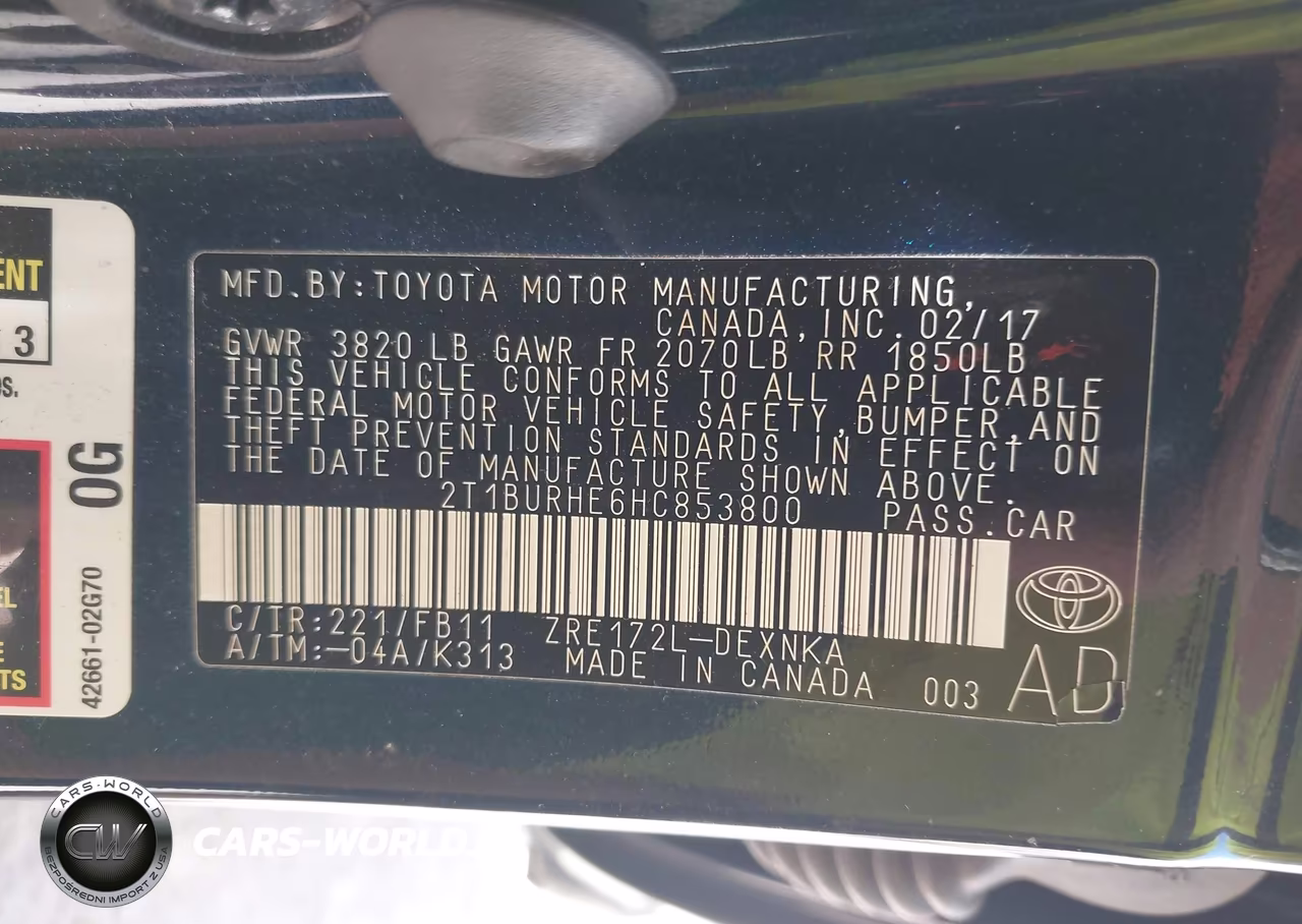 2017 Toyota Corolla Le VIN:2T1BURHE6HC853800 - 9