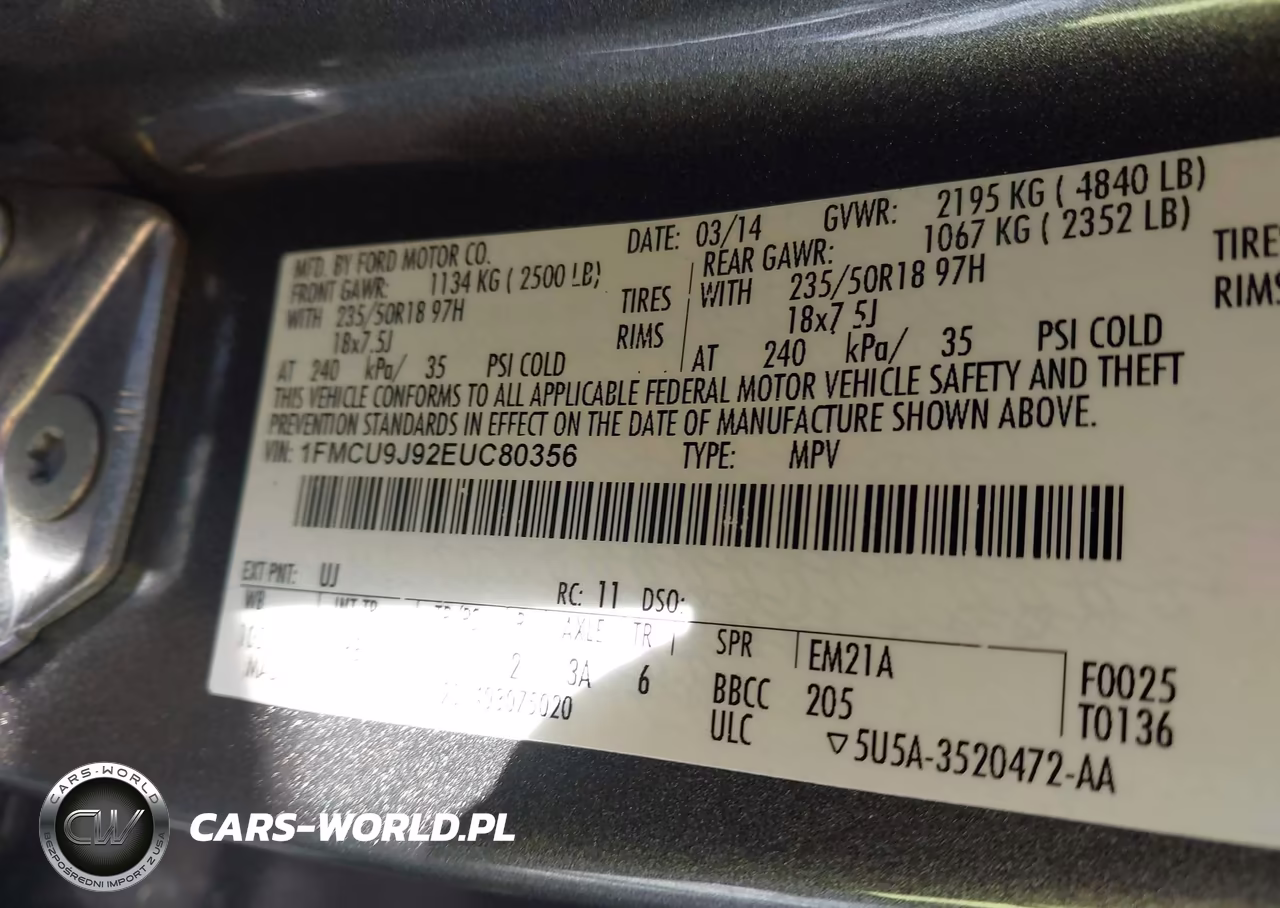 2014 Ford Escape Titanium VIN:1FMCU9J92EUC80356 - 9