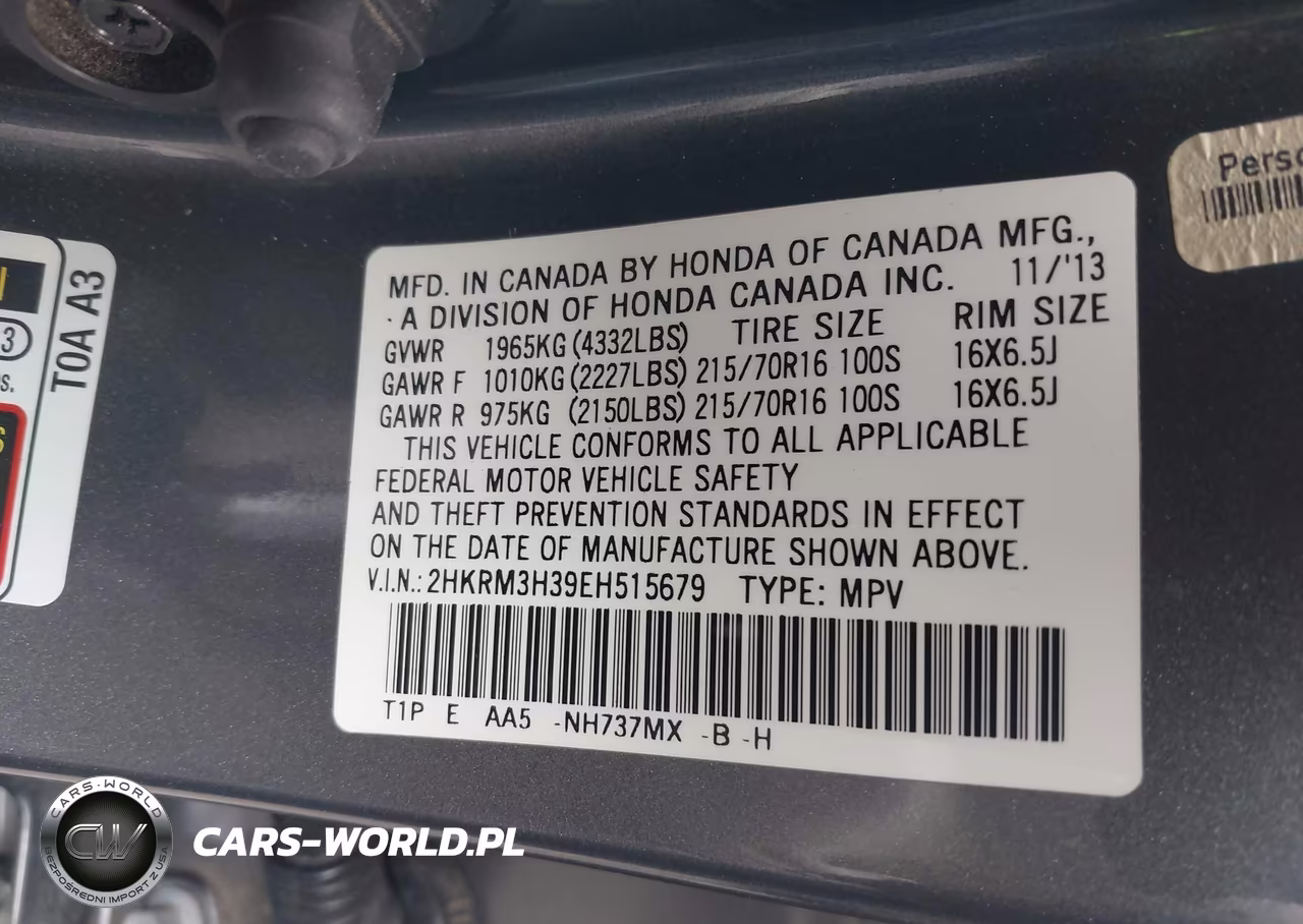 2014 Honda Cr-V Lx VIN:2HKRM3H39EH515679 - 9