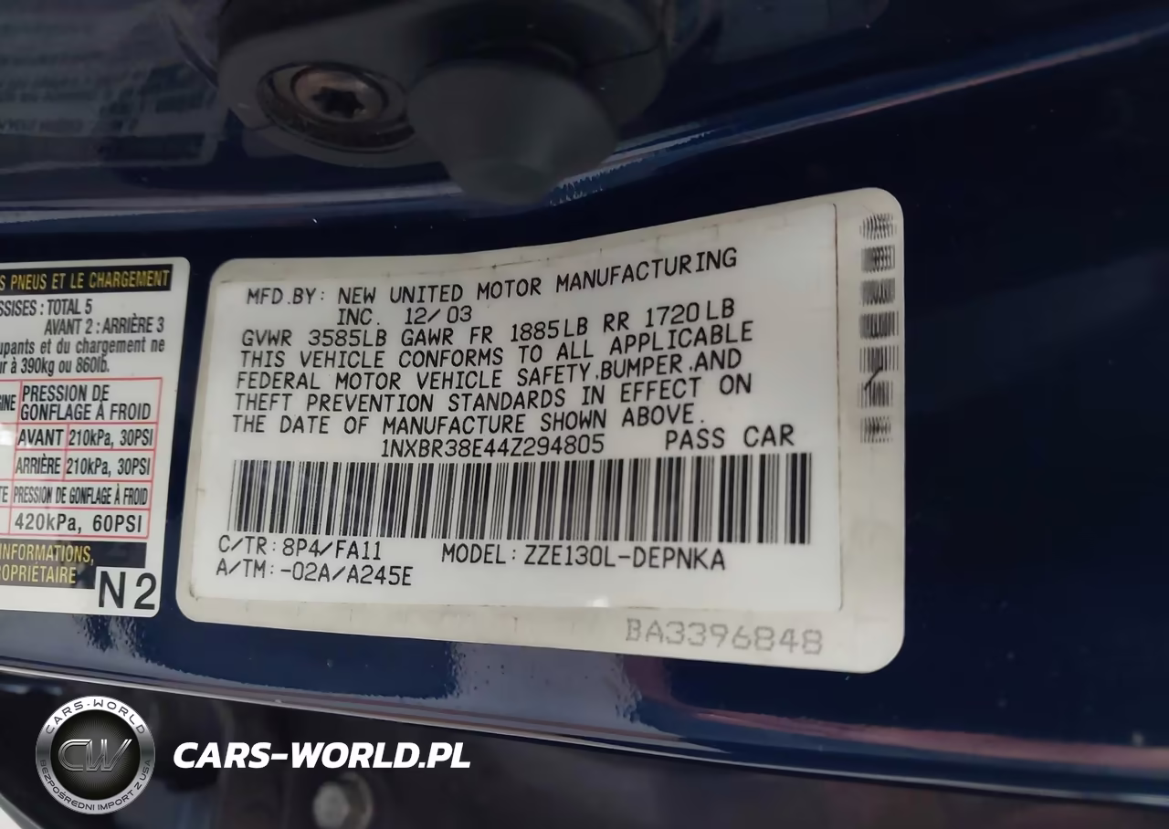 2004 Toyota Corolla Le VIN:1NXBR38E44Z294805 - 9