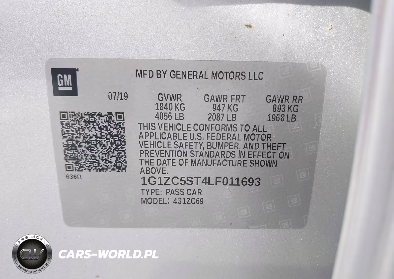 2020 Chevrolet Malibu Fwd 1Fl VIN:1G1ZC5ST4LF011693 - 9