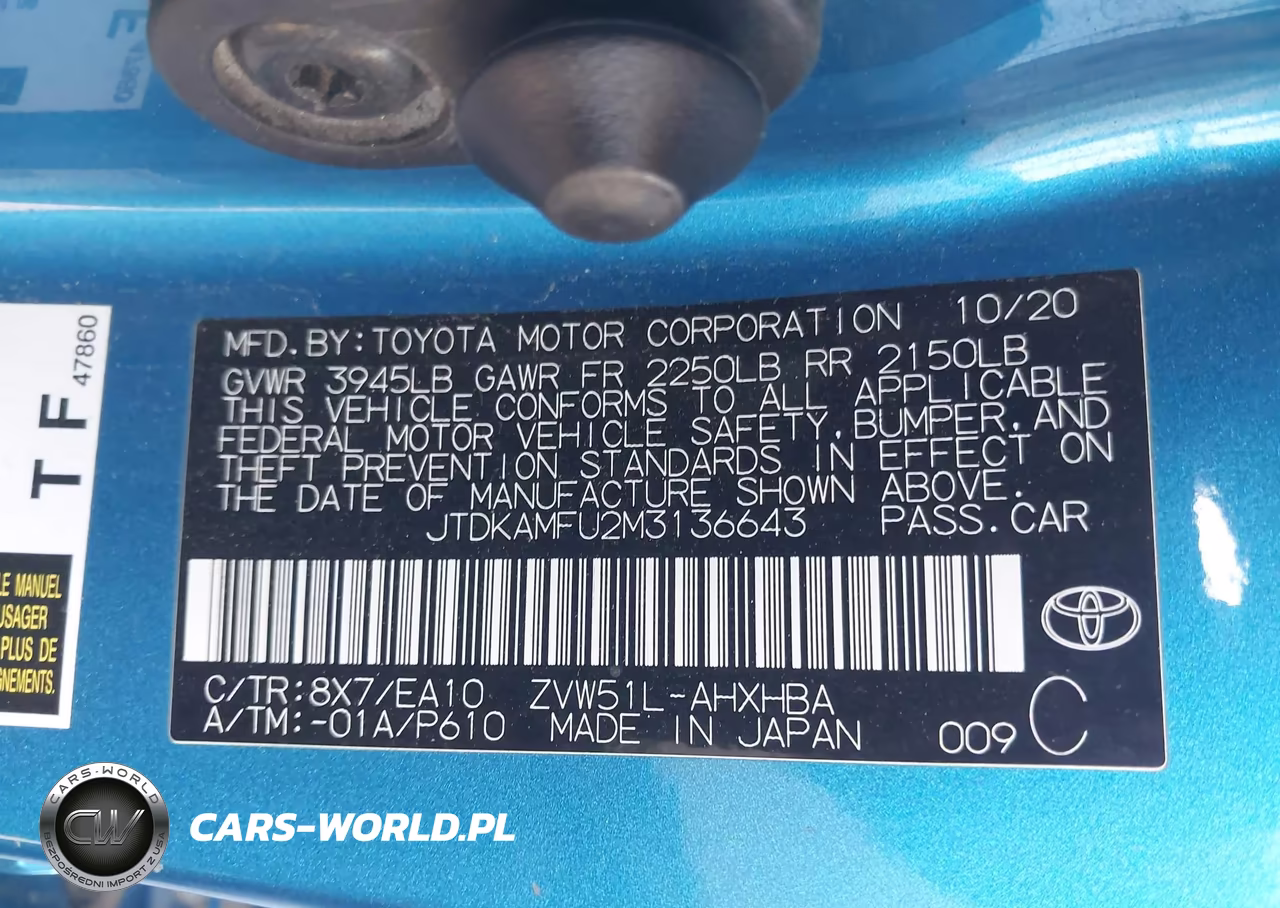 2021 Toyota Prius Xle VIN:JTDKAMFU2M3136643 - 9
