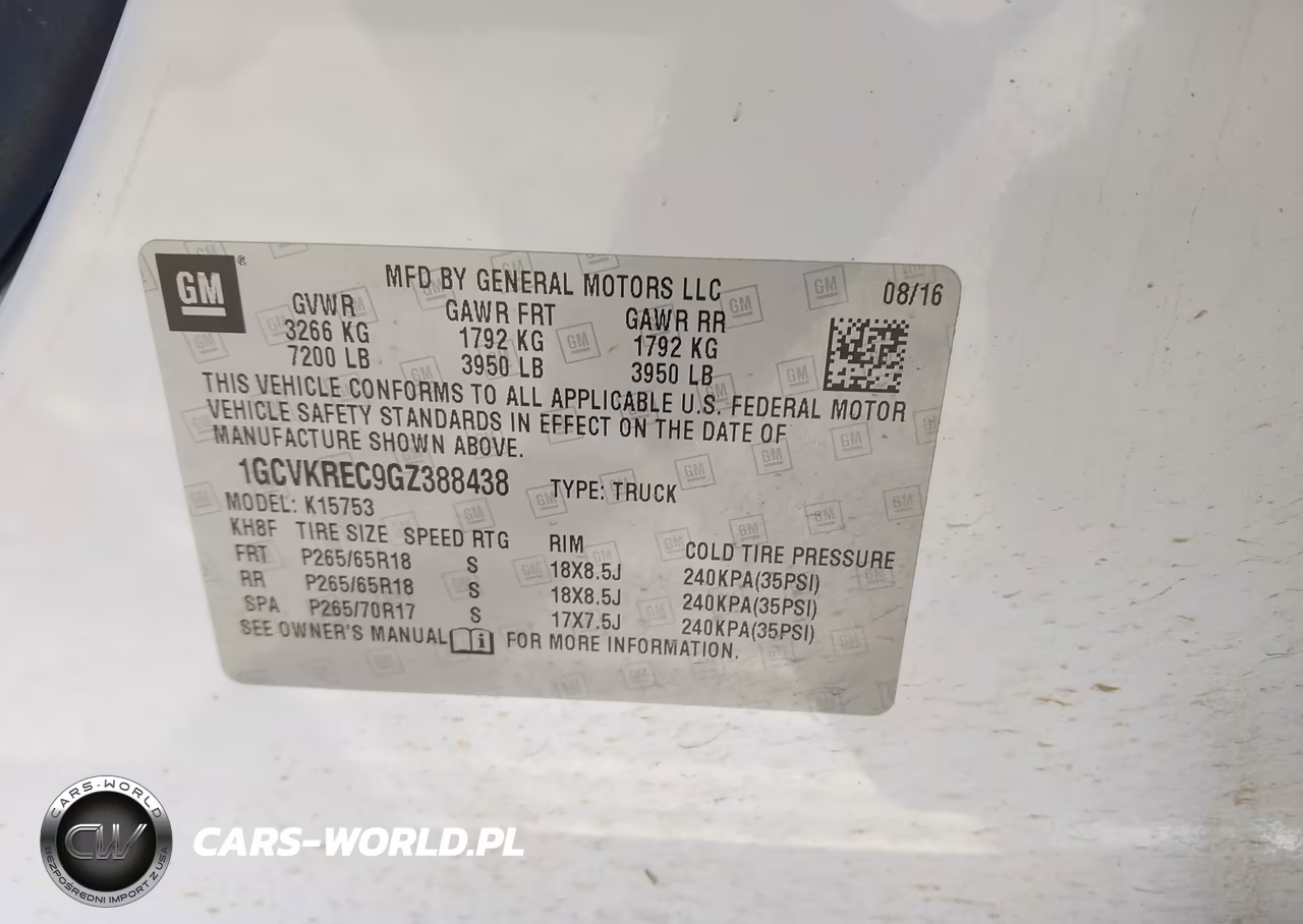 2016 Chevrolet Silverado 1500 2Lt VIN:1GCVKREC9GZ388438 - 9