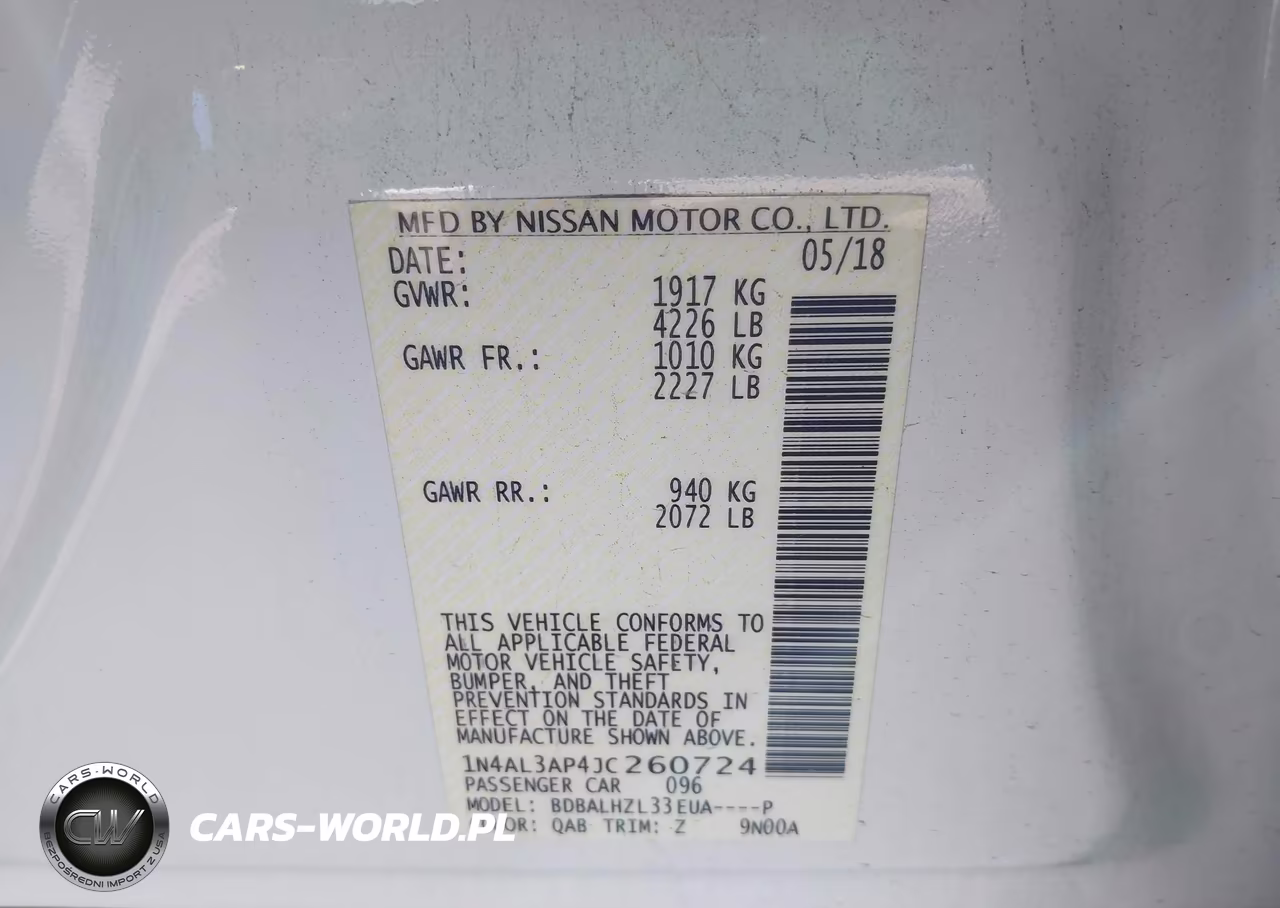 2018 Nissan Altima 2.5 Sr VIN:1N4AL3AP4JC260724 - 9