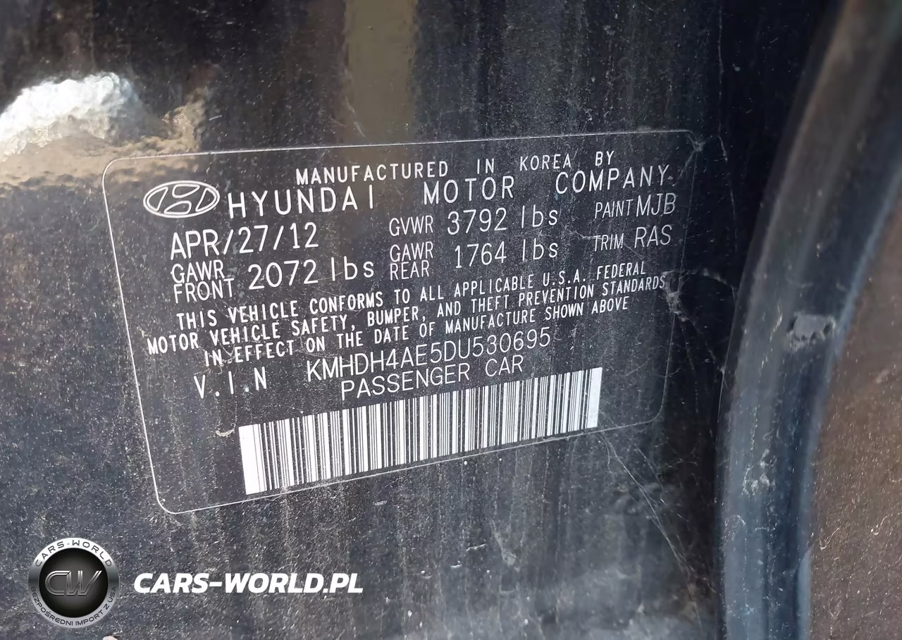 2013 Hyundai Elantra Gls VIN:KMHDH4AE5DU530695 - 9