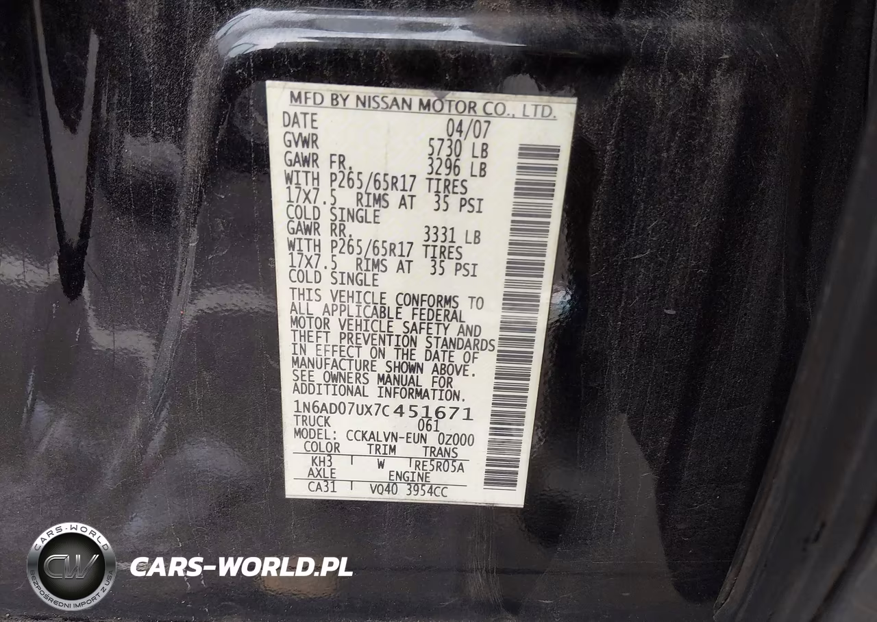 2007 Nissan Frontier Le VIN:1N6AD07UX7C451671 - 9