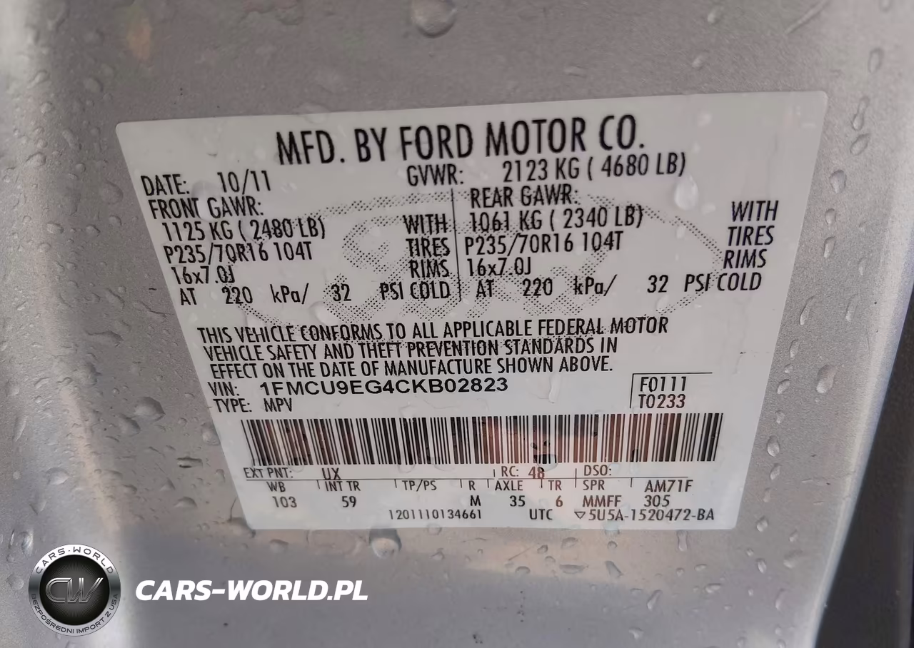 2012 Ford Escape Limited VIN:1FMCU9EG4CKB02823 - 9