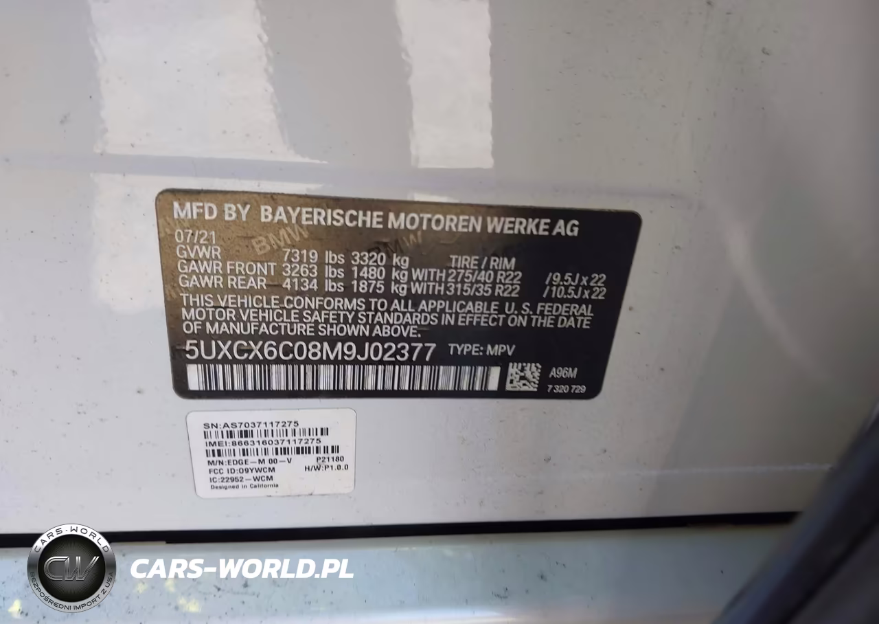 2021 BMW X7 M50I VIN:5UXCX6C08M9J02377 - 9