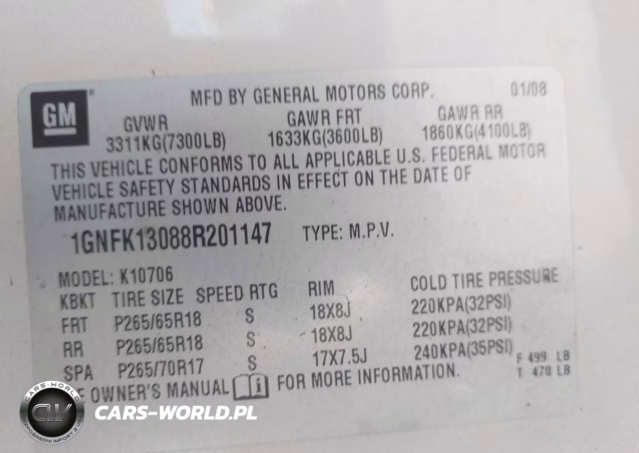 2008 Chevrolet Tahoe Lt VIN:1GNFK13088R201147 - 9