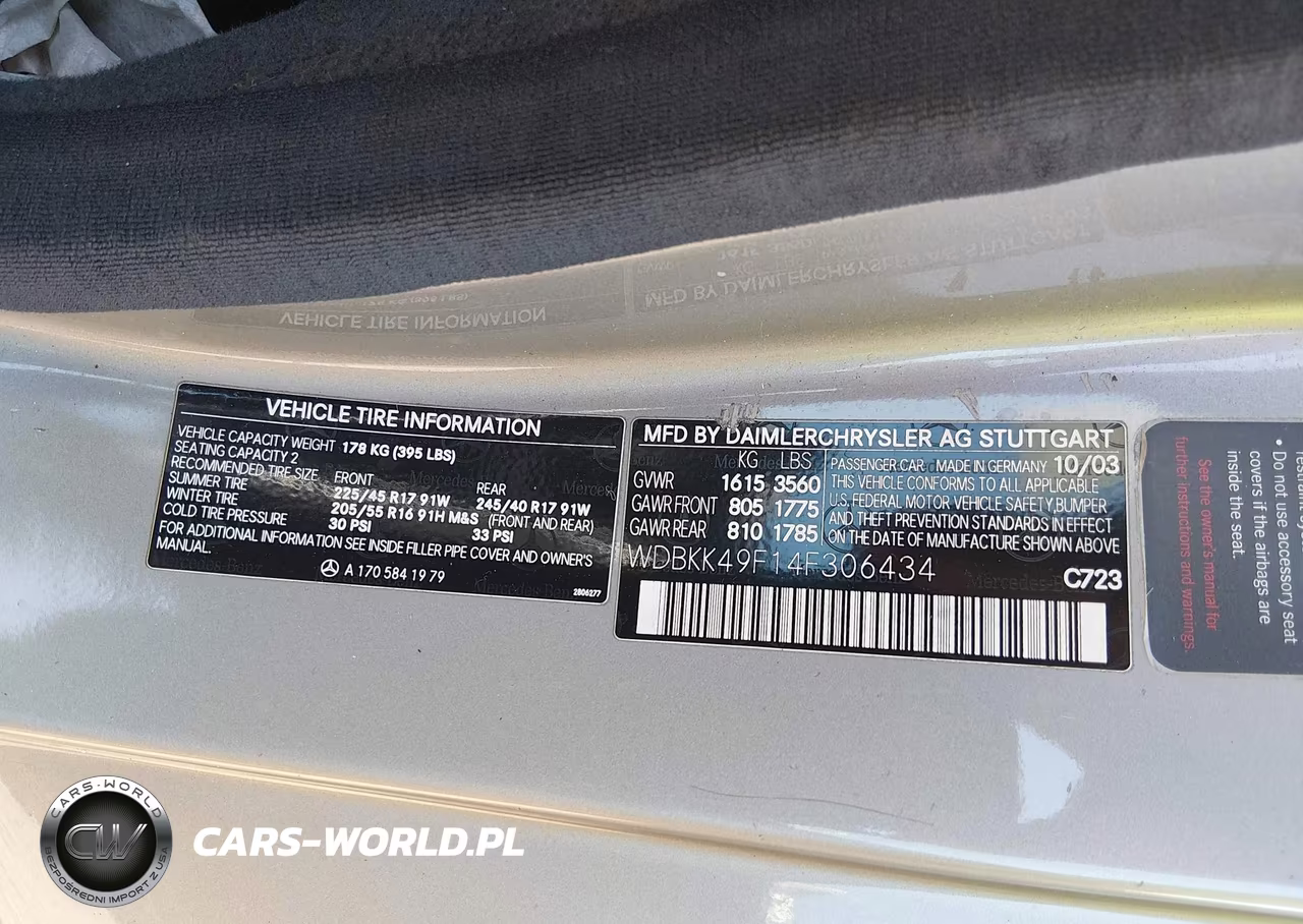 2004 Mercedes-Benz Slk 230 Kompressor VIN:WDBKK49F14F306434 - 9