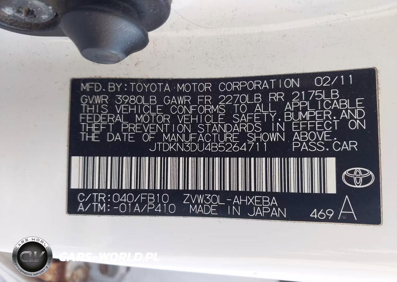 2011 Toyota Prius Two VIN:JTDKN3DU4B5264711 - 9