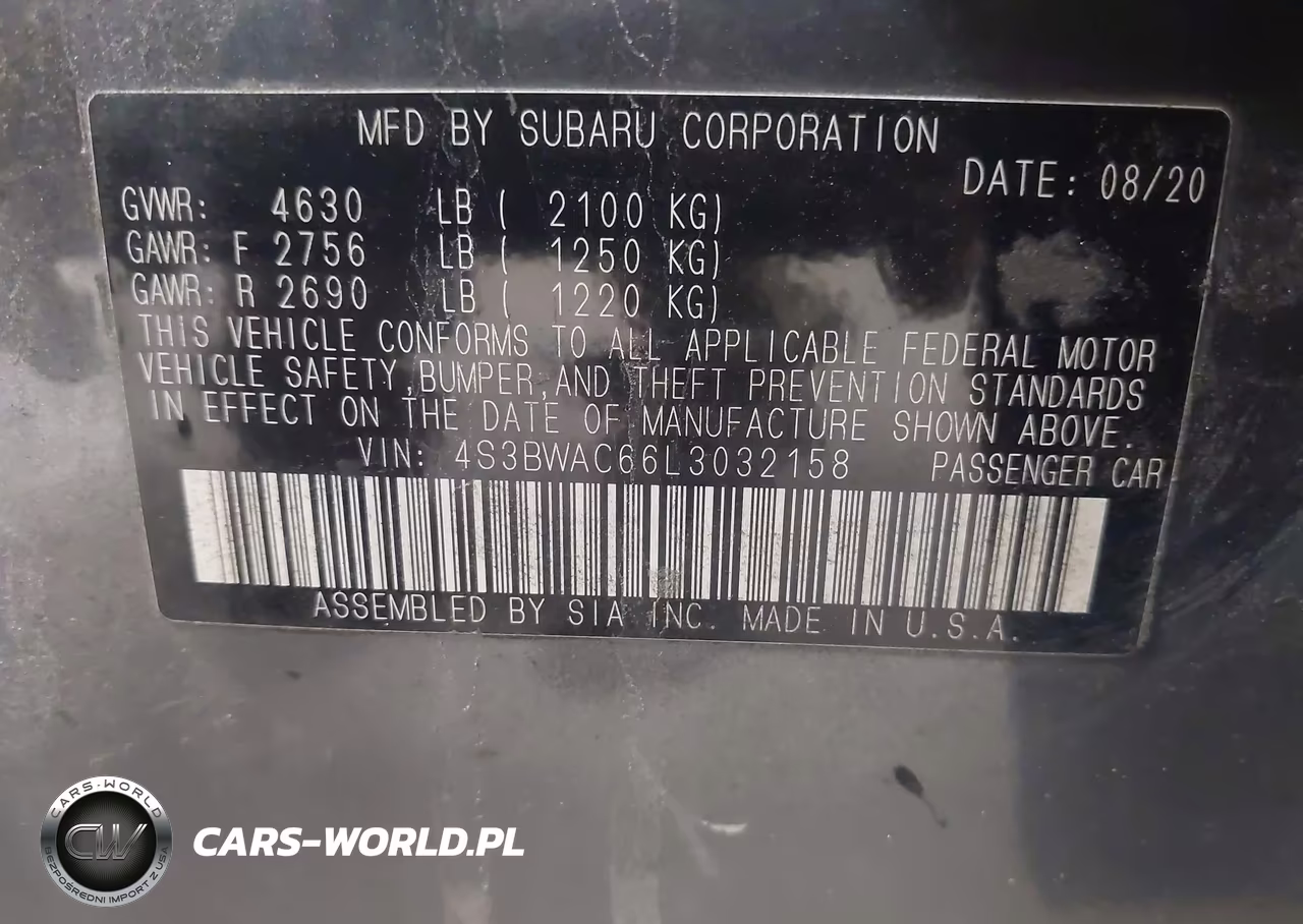 2020 Subaru Legacy Premium VIN:4S3BWAC66L3032158 - 9