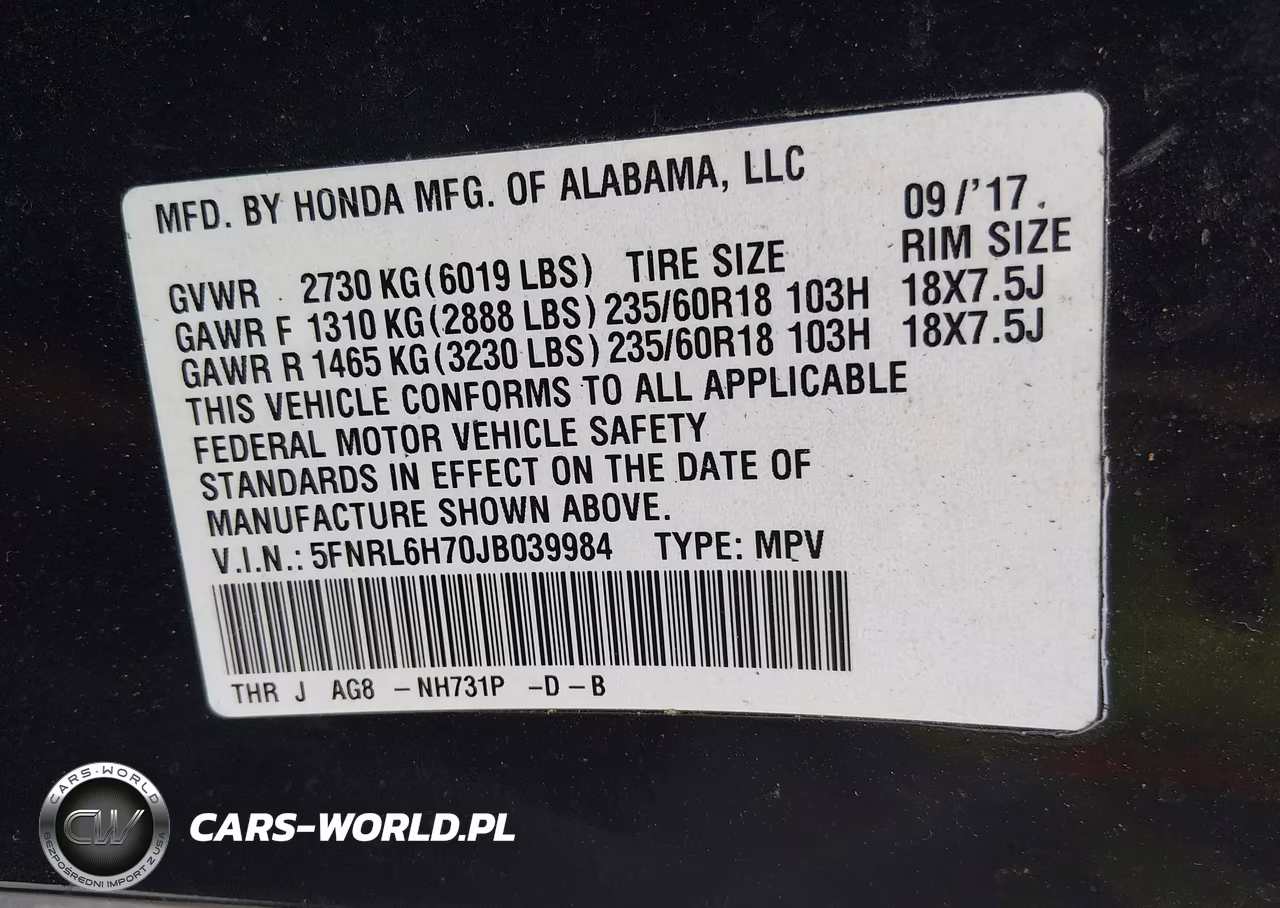 2018 Honda Odyssey Ex-L VIN:5FNRL6H70JB039984 - 9